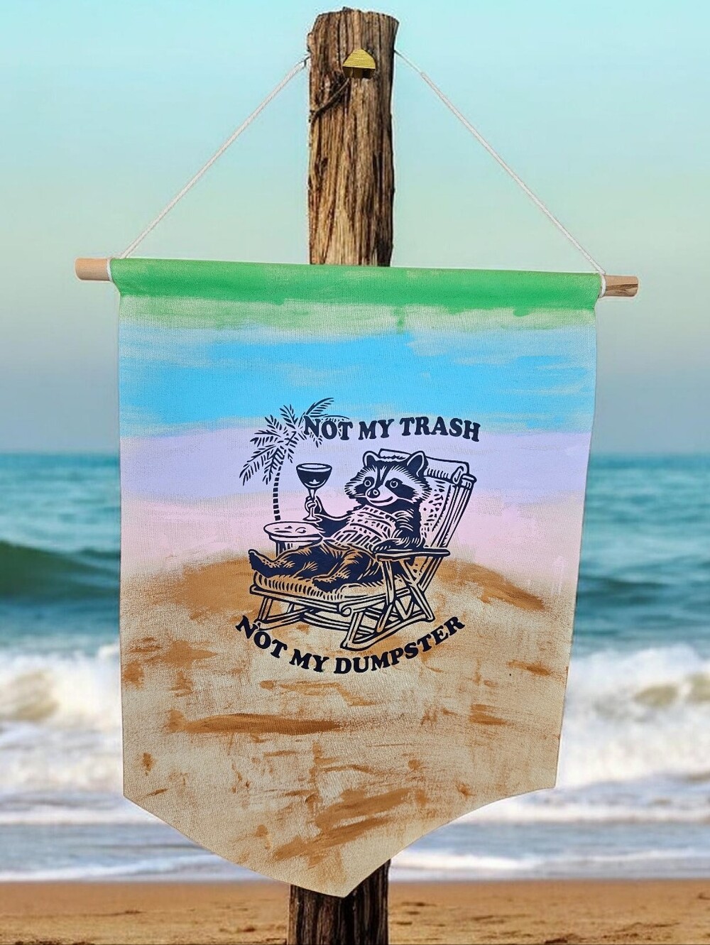 Indoor Tapestry "Not My Trash, Not My Dumpster" Raccoon - Handmade